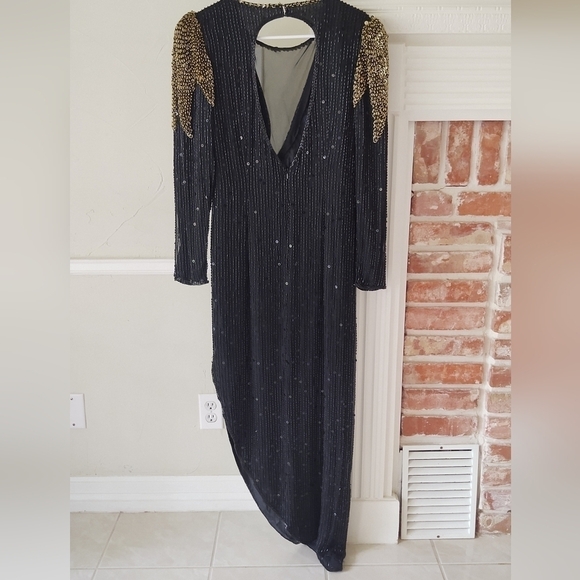 Niteline | Silk Beaded Asemetrical Formal Gown - Picture 2 of 12